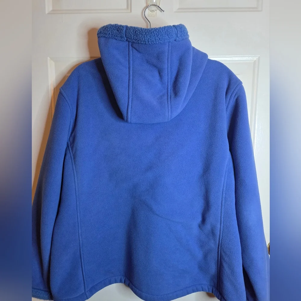 Lands End Jacket Hooded Toggled Full Zip Inner Fleece Blue Large 14-16 - Picture 9 of 10